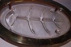 Vintage Glassbake silver  & glass serving tray with wood stand Made in U.S. A. — photo 10