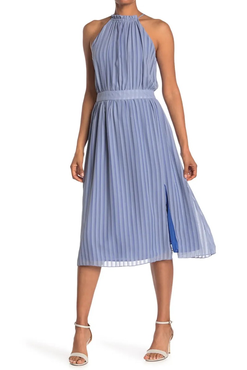 roya halter neck pleat midi dress ONE ONE SIX women's In Royal Blue size S BF 25