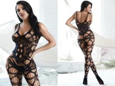 Killer Legs Fishnet Multi Net Strappy Cutout Jumpsuit Bodystocking 818JT184