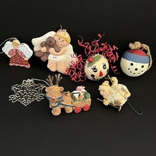 Vtg Lot Of 10 Christmas Ornaments Snowman Bell Whimsical Girl Bell Angels Etc.