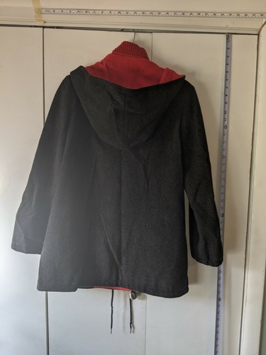 Mackintosh Gray Red Wool Vest Coat Zip Hooded Womens Size 10 - Picture 4 of 10