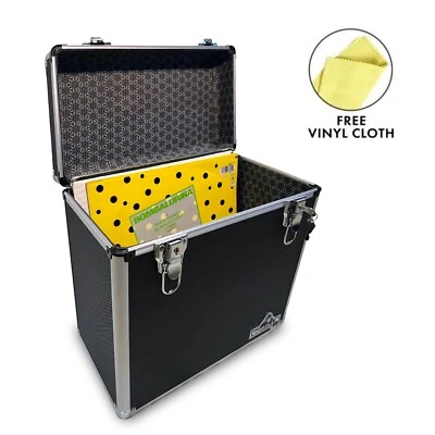 Gorilla LP 50 12" Vinyl Record Storage Box Case (Black) with FREE Cleaning Cloth - Image 1 of 4