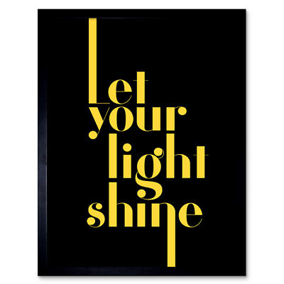 Erweiterter gelber gerahmter Wandkunstdruck Let Your Light Shine 9 x 7
