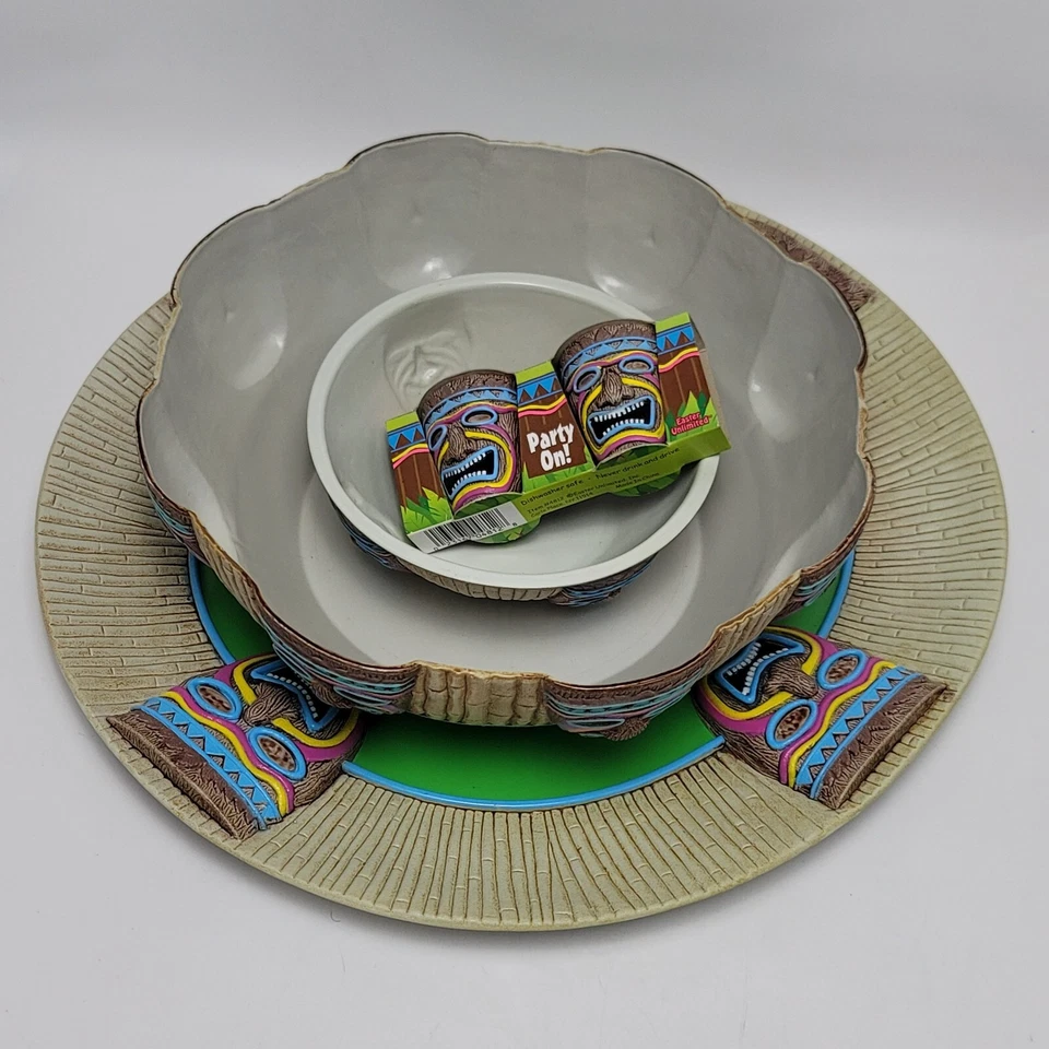 Easter Unlimited Inc Multicolor Hawaiano Tiki Plato Tazón Juego de Vasos de Chupito Foto 2 de 4