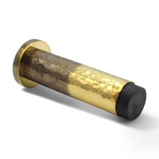 Hammered Solid Brass Cylinder Projected Door Stop On Backplate Doors Projection