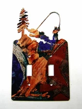 Cowboy ? Fishing Double Light Switch Cover Plate by LaZart 030315R