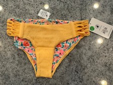 NEW Body Glove XS Sundream Ruby Bikini Bottom Reversible Yellow Flower Tags