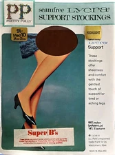 Vintage Pretty Polly Seamfree Lycra Support Stockings in 1960's / 1970's Pack