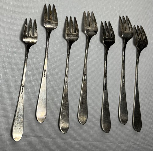 Vintage Antique Gorham Sterling Silver Monogrammed Cocktail Forks - Set of 7 - Picture 4 of 6