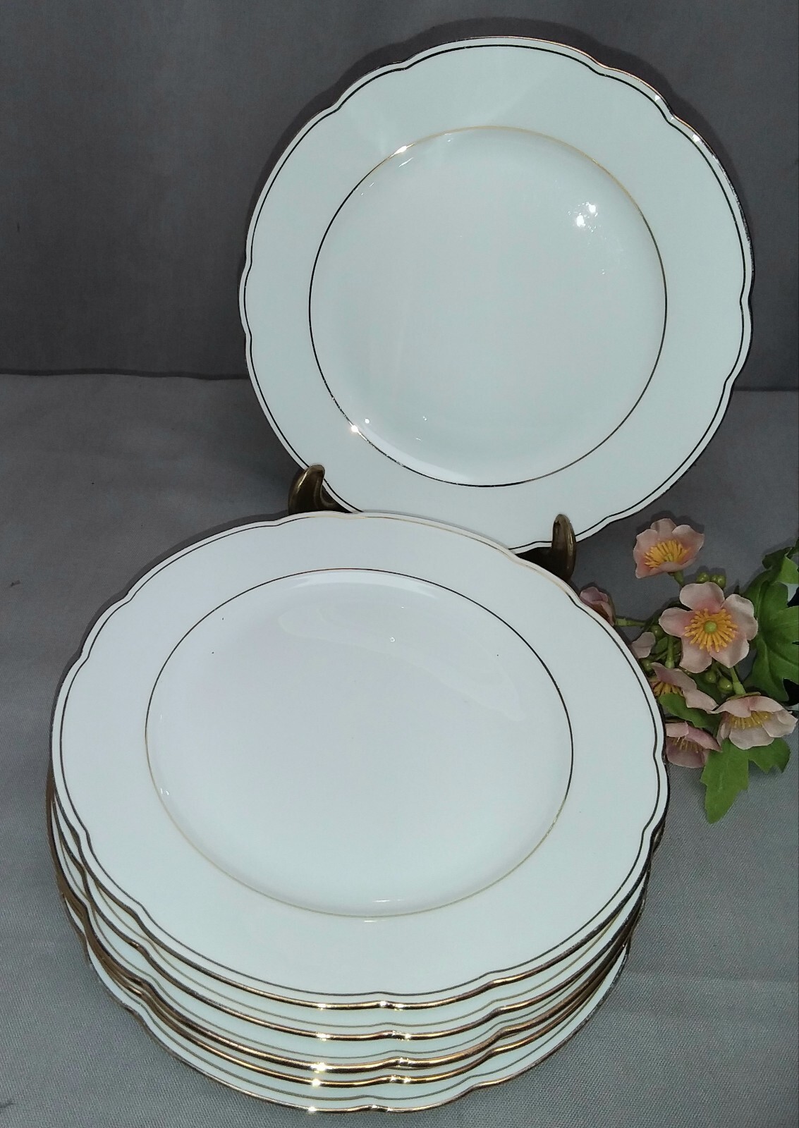 Seltmann Weiden "Nora" Kuchenteller, Goldrand Teller 6er Set B 1186