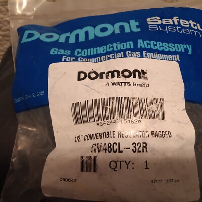 NEW FACTORY SEALED Dormont RV48CL-32R Convertible Regulator Gas 1/2-inch