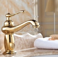 Gold Color Brass Bathroom Basin Sink Faucet Mixer Tap Single Handle sgf043