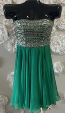 NWT-Sherri Hill Sequin Strapless Sweetheart Prom Homecoming Green Gold SZ 2