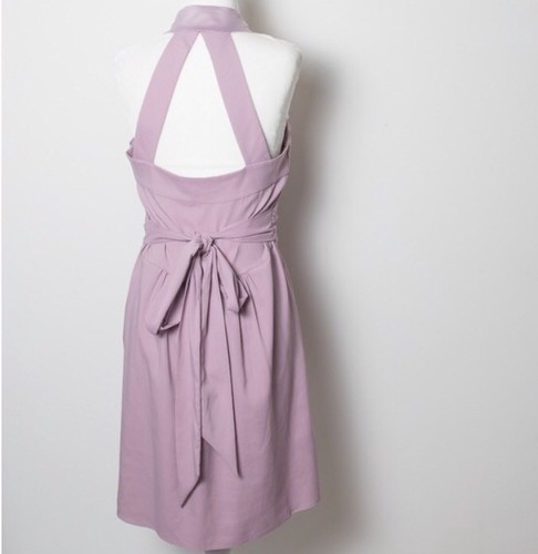 BCBGeneration Iris Ruffle Waterfall Neckline Ruched Cutout Dusty Pink Dress 0 - Picture 2 of 2