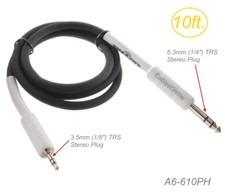 10ft Premium 3.5mm Stereo Male to 1/4" Stereo TRS Male Audio Cable, A6-610PH