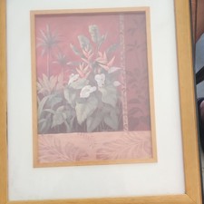 Framed Matted Floral Flowers Print Wall Art, Pink Beige, Vertical, Adults