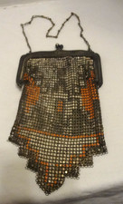 Antique Whiting and Davis Art Deco 1920s Enamel Mesh Flapper Purse Bag