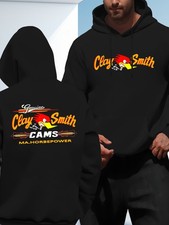 Men's Clay Smith Graphic Print Hooded Sweatshirt - Double-Sided Racing Design, V