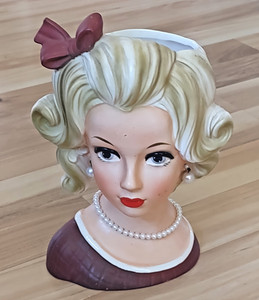 Vintage Ladiy Head Vase Napcoware Rare Large 8.5 by 7 Inches C8501 Made in Japan