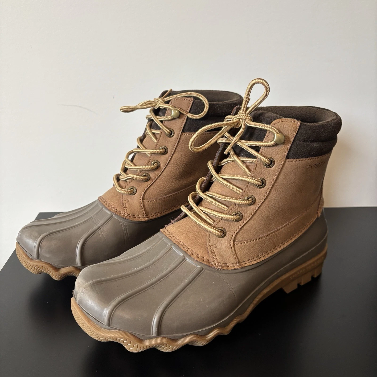 Sperry Top-Sider Brewster Waterproof Duck Boots Shoes Mens Size 9 Brown Rubber