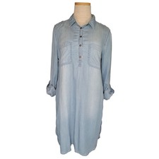 SO Women’s Med Utility Relaxed 3/4 Buttons Soft Shirt Dress