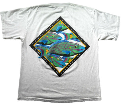 Roatan Bay Islands Honduras Bio-Diversi-TEE Tropical Parrotfish T Shirt Sz M