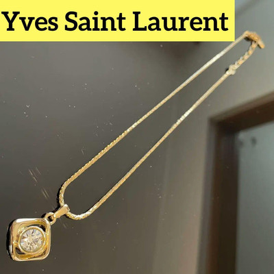 Yves Saint Laurent Necklace Vintage Accessory Gold Shiny From Japan y5945 