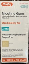 Nicotine Gum 2 mg, Un-Coated, Sugar Free, Original Flavor, 50 Pieces, Exp. 1/26