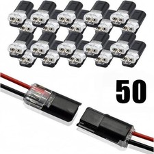 50pcs Double-Wire Plug-in Connector, Cable Clamp with Locking Buckle, AWG 18-22