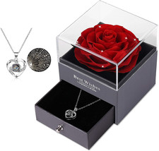 Mothers Day Flower Gifts for Her, Preserved Real Flower Rose with Silver-Tone He