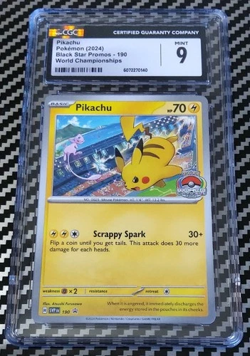 Pokémon TCG Black Star Promo Pikachu #190 2024 World Championships CGC Grade 9