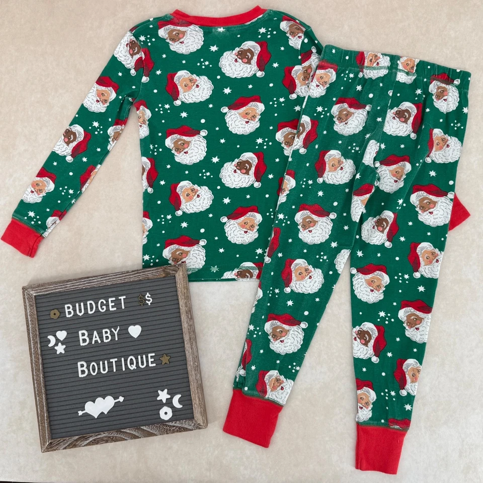 MINI BODEN Green Santa Clause Holiday Pj Set Pajamas Lounge Size 6Y - Image 3 of 3