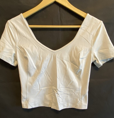 LULULEMON Size 8-10 NST Align Light Mint Green Stretch Short Sleeve Crop Top