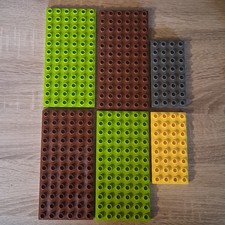 6 Duplo Base Plates Boards Brown Green Yellow Grey Various Sizes