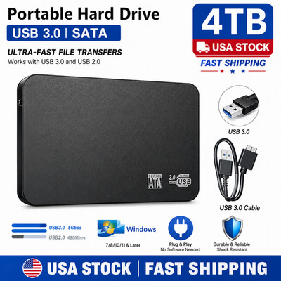Portable 2.5in 4TB HDD External Hard Drive Enclosure USB 3.0 SATA Disk