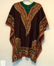 VTG 70s Dashiki Tunic Caftan Boho Ethnic Handmade in Philippines Unisex OSFM