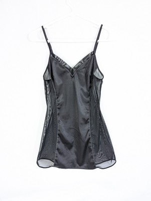 La Perla Studio Satin Slip Dress Small Women Nightie Sheer Black luxury Chemise