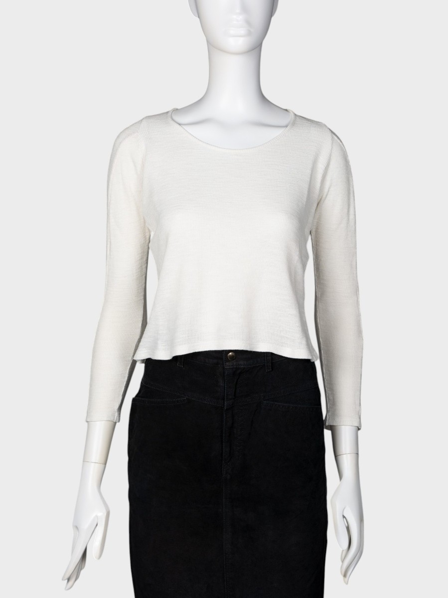 ANN DEMEULEMEESTER ホワイト Tシャツ 36 Ann Demeulemeester - rib long sleeve t-shirt (white