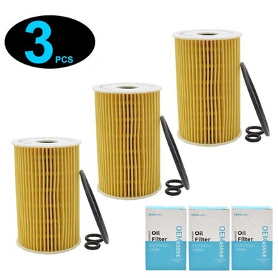 3x Engine Oil Filter For VW Beetle Eos Golf Jetta Passat B7 B6 Transporter T5 T6