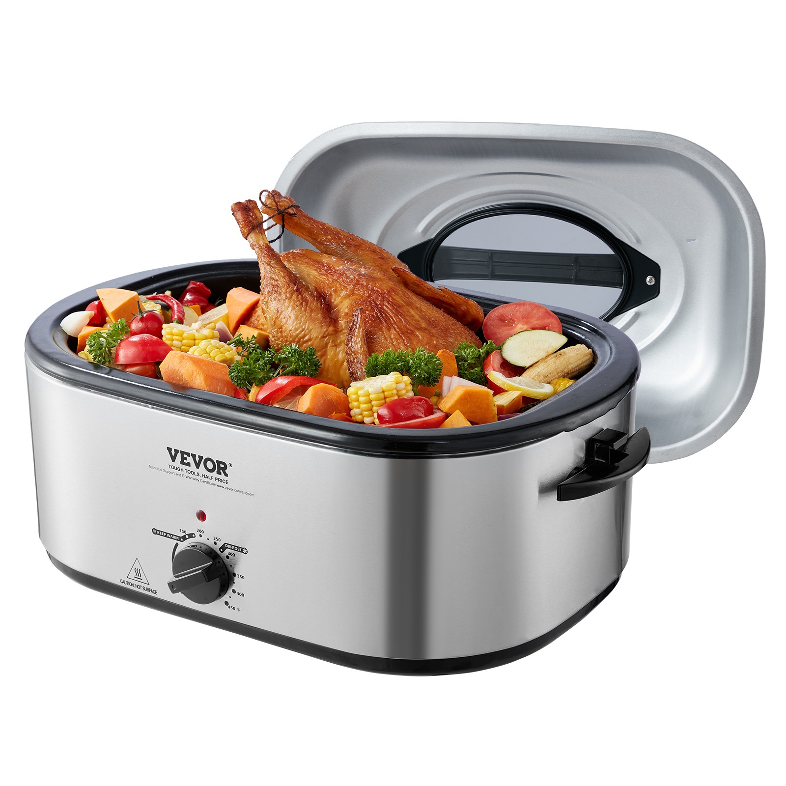 VEVOR Electric Roaster Oven 26QT Turkey Roaster Oven with Self-Basting Lid 1450W