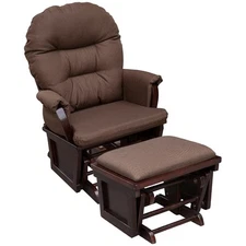 HOMCOM Nursery Glider Rocking Chair with Ottoman, Thick Padded Cushion Seatin...