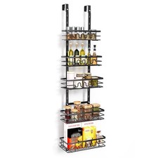 Metal Spice Rack Over Door Hanging Storage Shelf for Kitchen, Bath, Bedroom