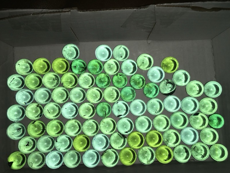 Vintage Green Glass Railroad Sign Reflectors, Hot Rod Rat Rod Motorcycle (100)