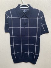NEW Ben Sherman Men's Small Navy Blue Polo Sweater Short Sleeve Collared NWT 99