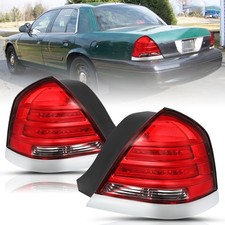 For 1998-2011 Ford Crown Victoria Led Chrome Red Rear Outer Tail Lights Lamps