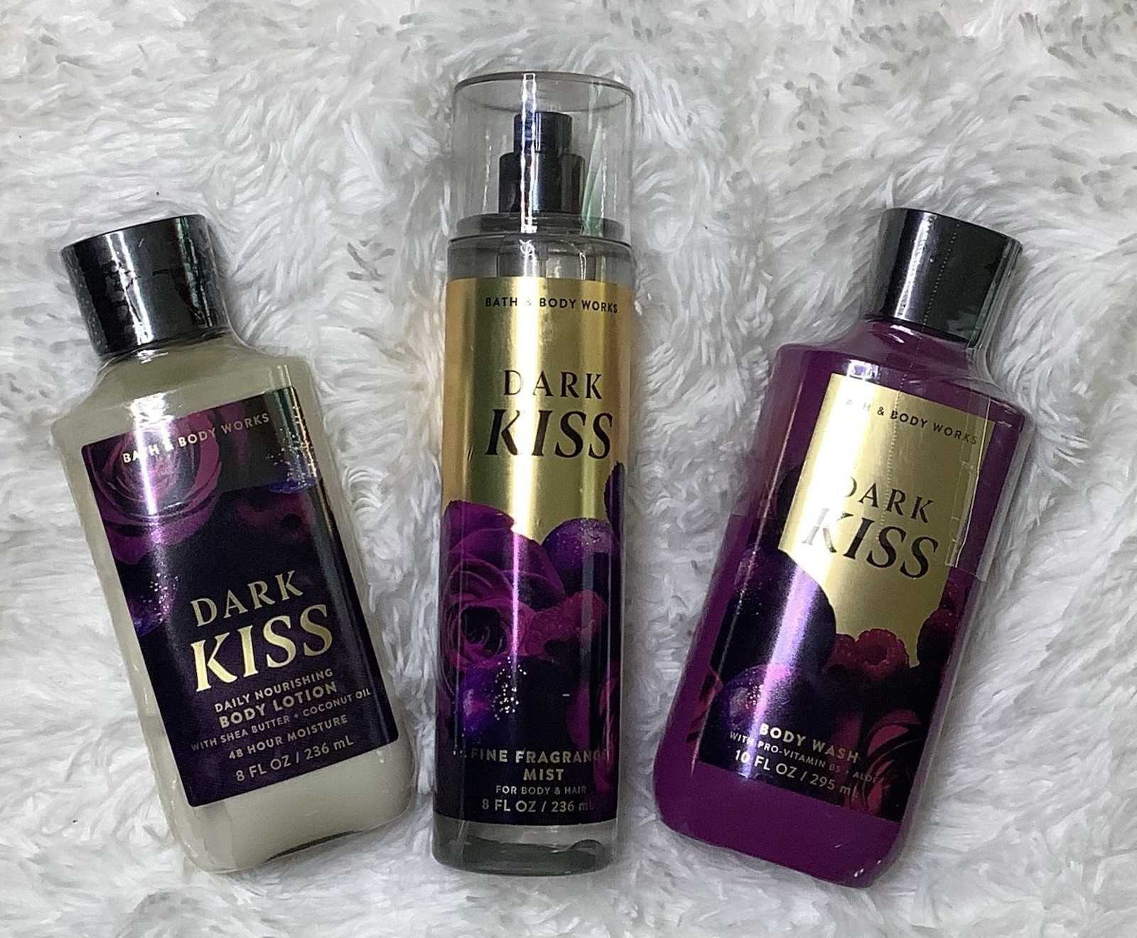 Bath & Body Works DARK KISS BODY WASH,  LOTION, MIST VALUED 