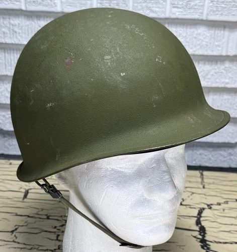 VTG US Army Green Military WWII Navy M1 Metal Combat Helmet w Liner Chin Strap