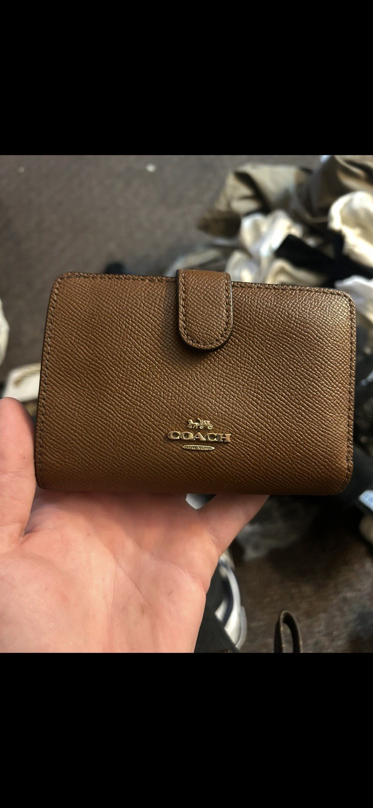 Coach Brown Solid Pattern Logo Snap Women's Walle… - image 1