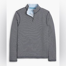 Crewcuts Performance Navy and White Striped 1/4 Zip up Long Sleeve youth large