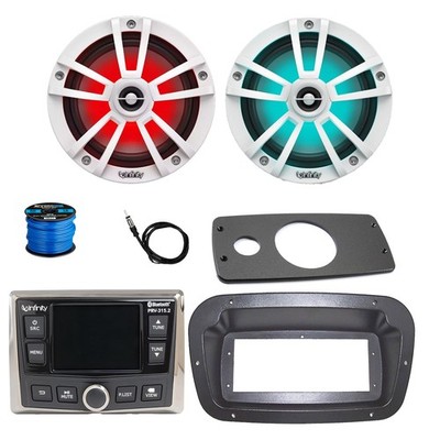 Infinity Radio, 2x 6.5'' 225W White LED Speaker w/ANT, Wire,Adapter, Spa Bezel